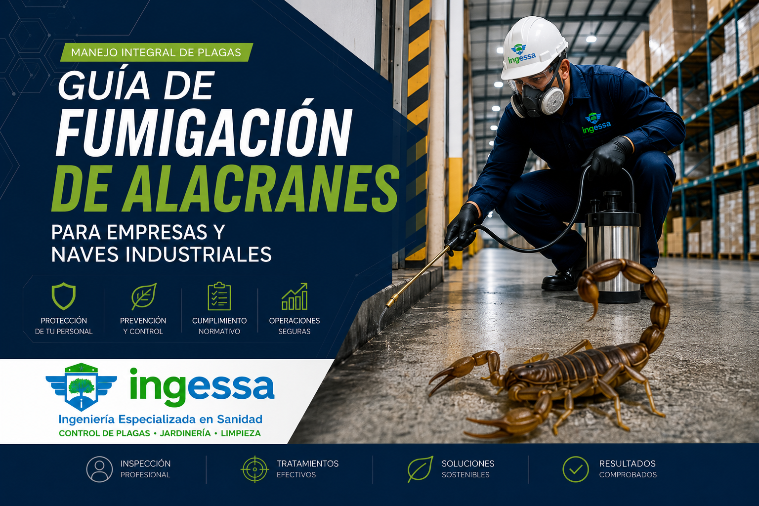 Control de plagas de alacranes para empresas y naves industriales con personal especializado de INGESSA. ✅